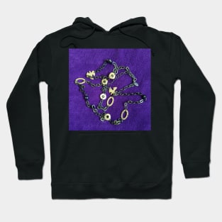 Black and gold chain with Doves on a deep purple background Hoodie